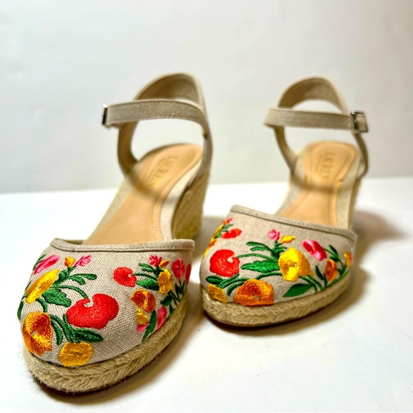 LAUREN RALPH LAUREN CARLYNDA Espadrille Wedge Floral Size 6 1/2 - Picture 1 of 11